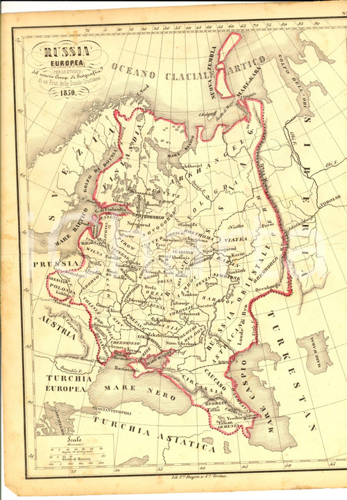1850 TORINO Fratelli Scuole Cristiane - Atlante - Russia europea *Tav. 20 1850 TORINO Fratelli Scuole Cristiane - Atlante - Russia europea *Tav. 20